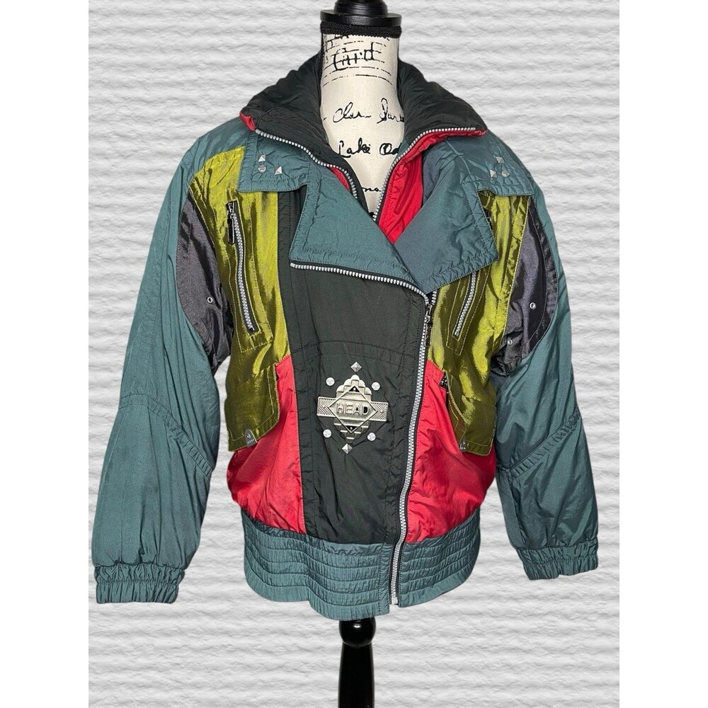 Vtg 90s HEAD Thermore Ski Jacket Womens 8/MED Multicolor Colorblock Gorpcore